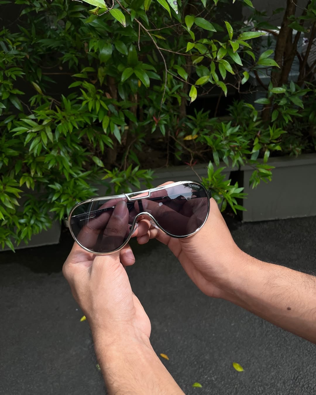 Chrome Shield Sunglasses — Silver