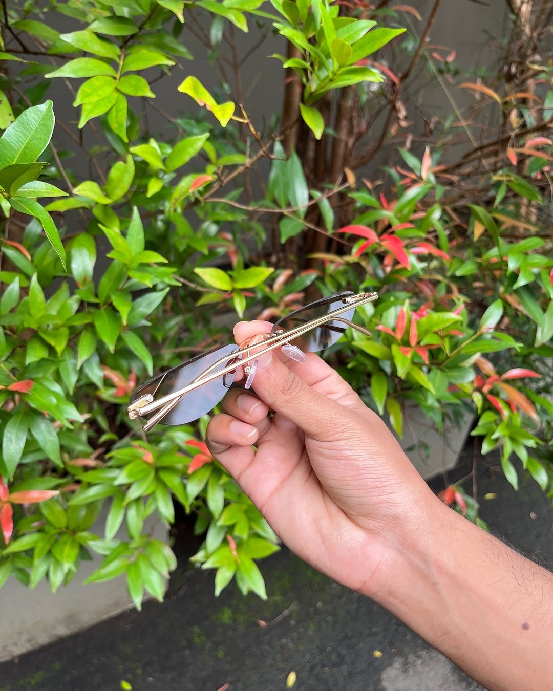 Amber Rimless Cat Eye Sunglasses