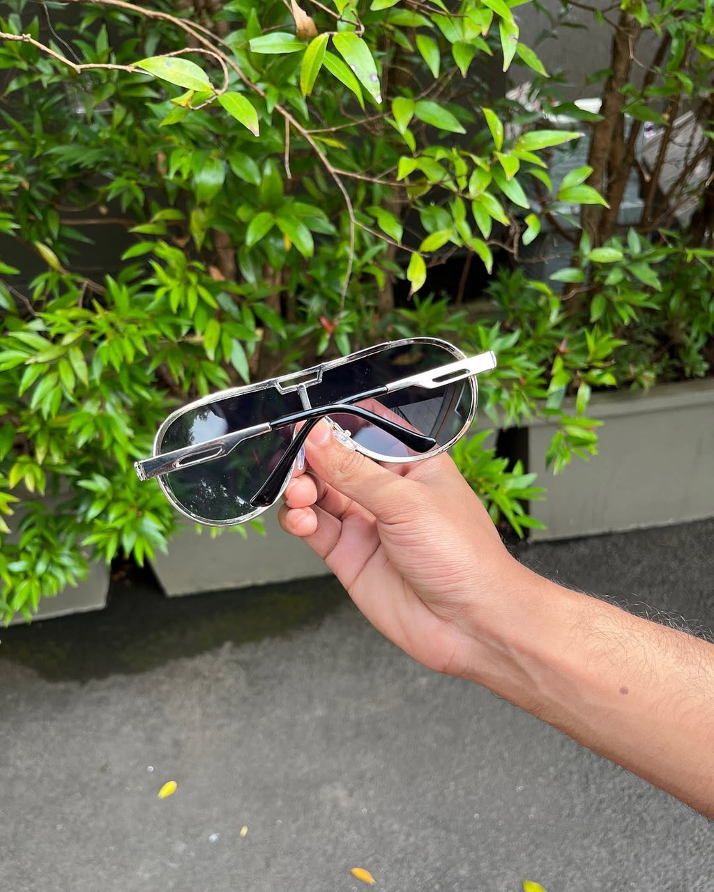 Chrome Shield Sunglasses — Silver