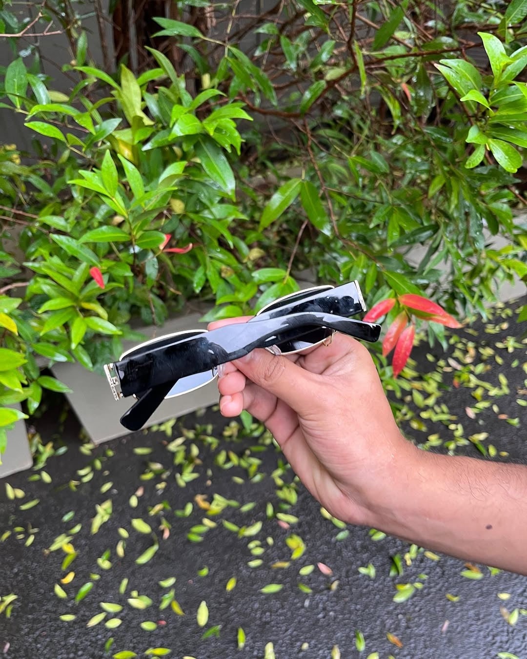 Slate Rectangle Sunglasses — Gold Frame