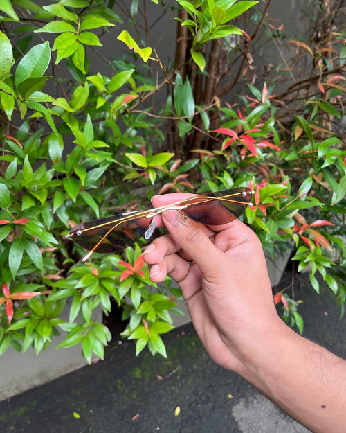 Amber Rimless Cat Eye Sunglasses