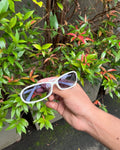 Pearl White Curved Sunglasses