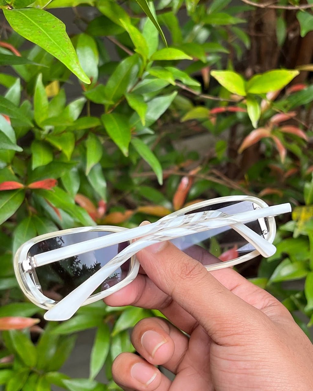 Pearl White Curved Sunglasses