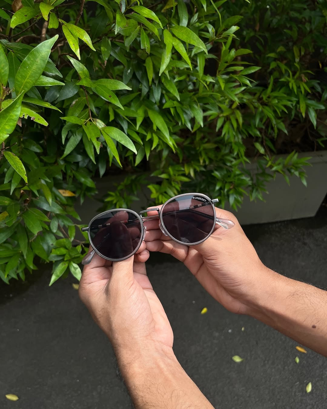 Round Wire Sunglasses Gunmetal & Check