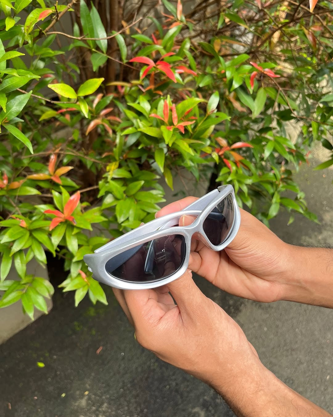 Silver Racer Wraparound Sunglasses