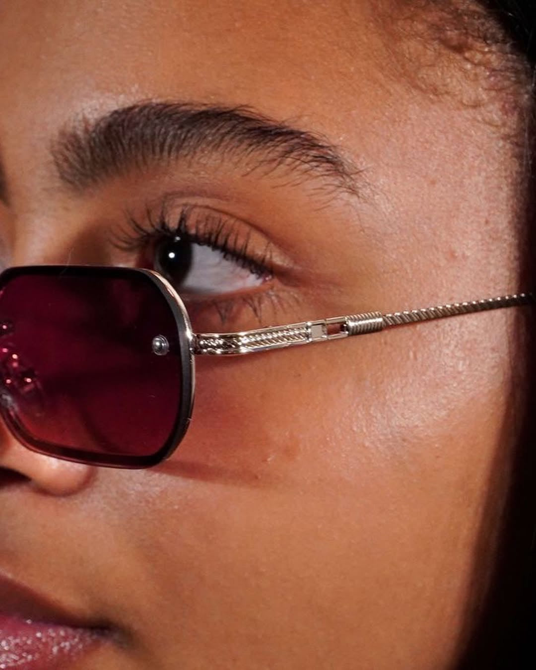 Rimless Rectangle Sunglasses — Pink Gradient
