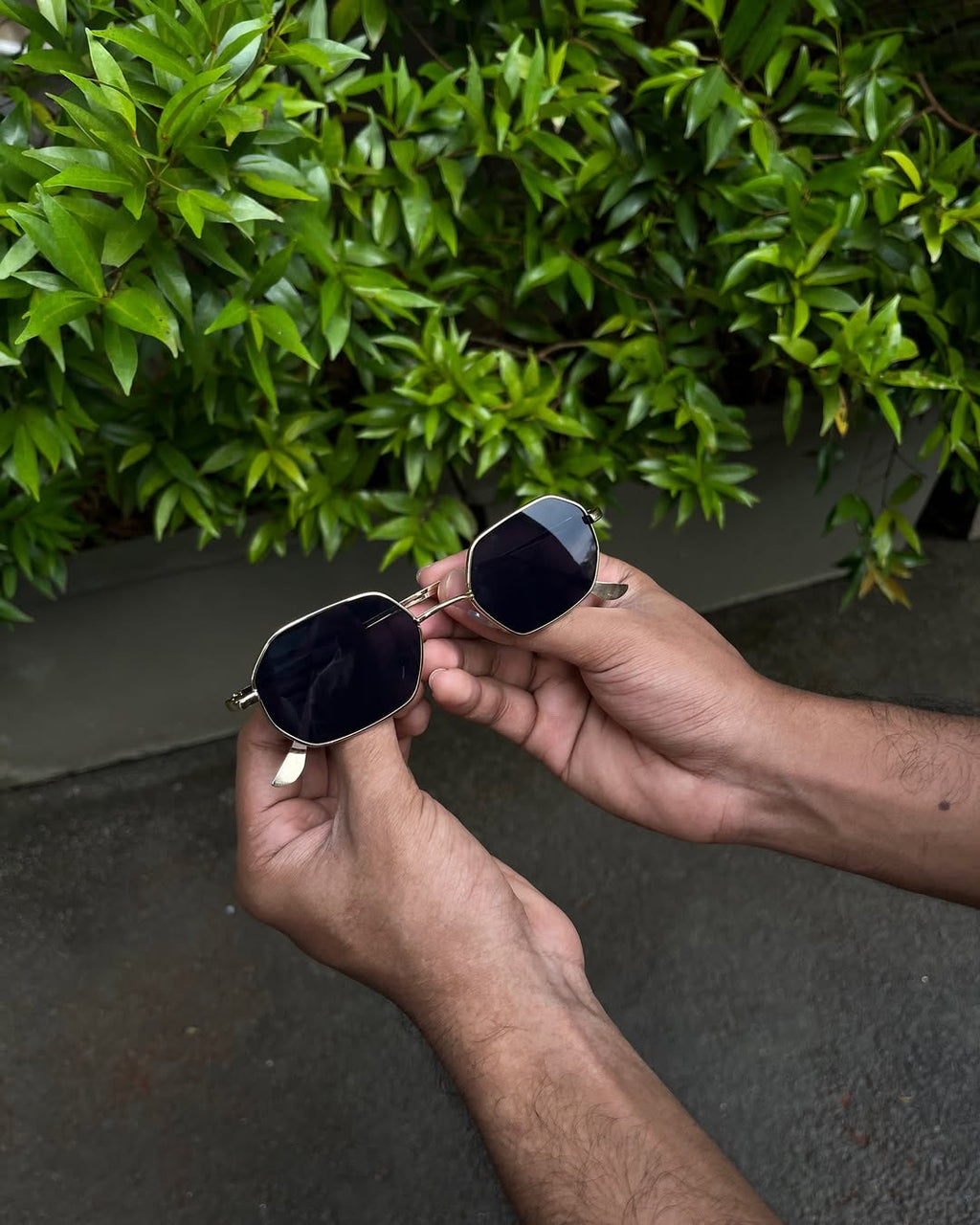 Octagonal Metal-Frame Sunglasses