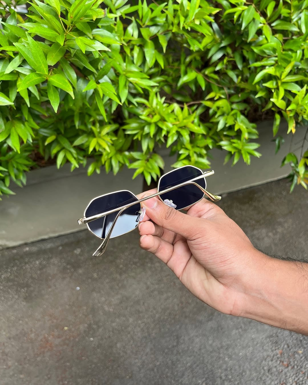 Octagonal Metal-Frame Sunglasses