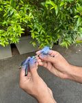 Rimless Faceted Sunglasses — Blue Gradient