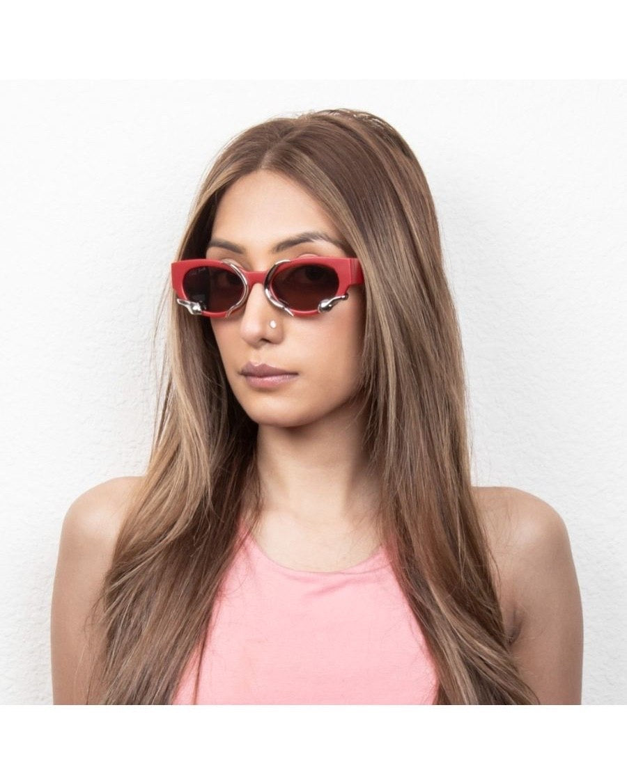 Ember Claw Sunglasses — Red & Silver