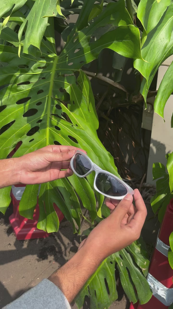Silver Racer Wraparound Sunglasses