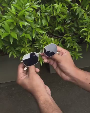Octagonal Metal-Frame Sunglasses