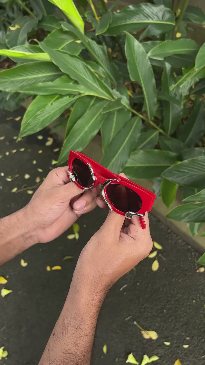 Ember Claw Sunglasses — Red & Silver