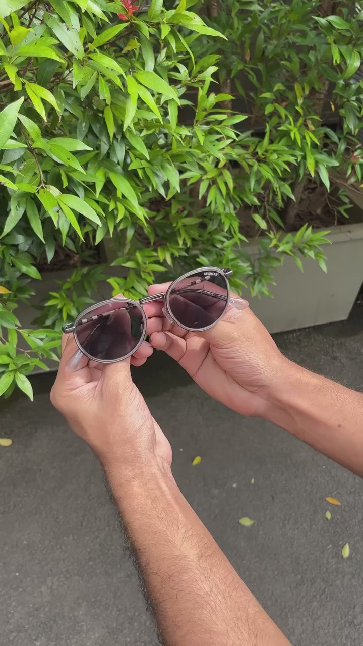Round Wire Sunglasses Gunmetal & Check