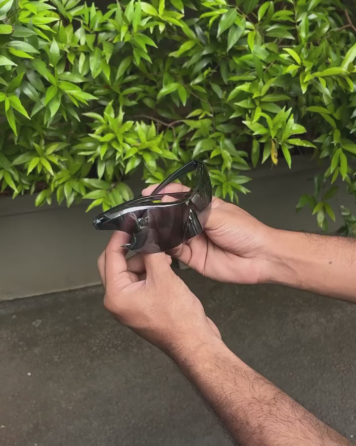 Vertex Wraparound Sunglasses — Silver Mirror