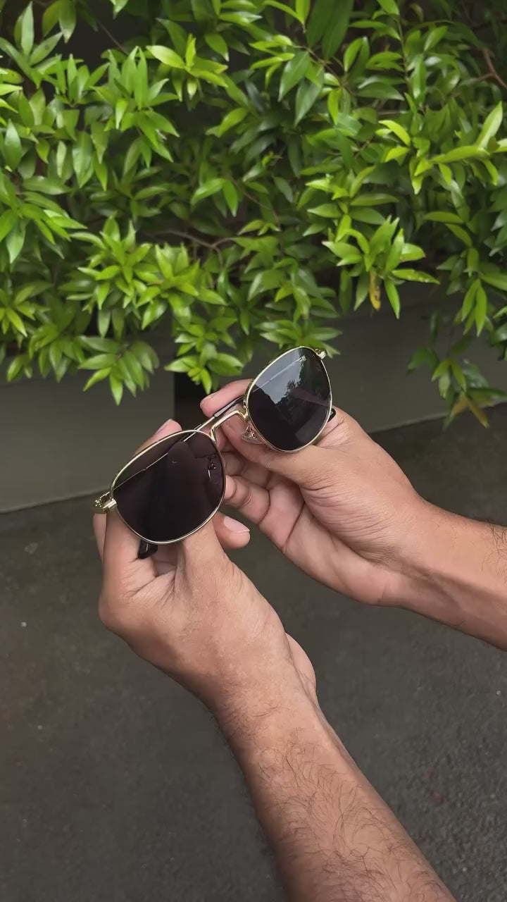 Hex Geometric Sunglasses — Gold